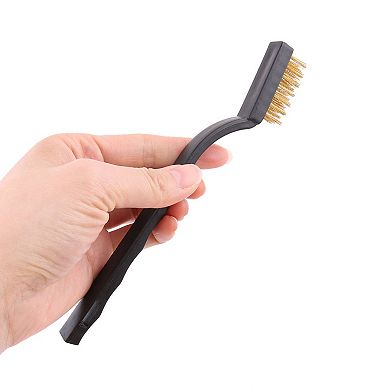 Household Plastic Handle Metal Wire Bristle Cleaning Brush Tool Black 3 Pcs