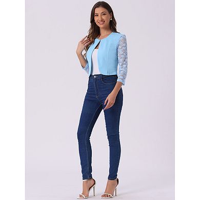 Women's Leisure Lace 3/4 Sleeve Crop Shrug Cardigan