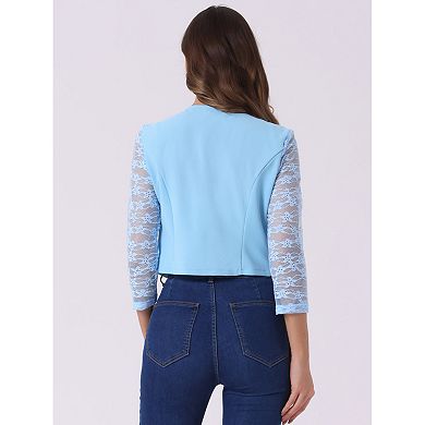 Women's Leisure Lace 3/4 Sleeve Crop Shrug Cardigan