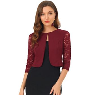 Women's Leisure Lace 3/4 Sleeve Crop Shrug Cardigan