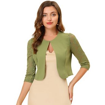 Women's Leisure Lace 3/4 Sleeve Crop Shrug Cardigan