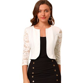 Women's Leisure Lace 3/4 Sleeve Crop Shrug Cardigan