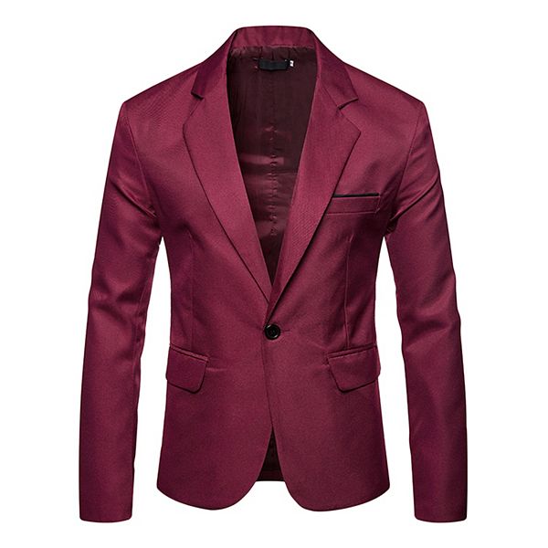 Men's Casual Sports Coat One Button Suit Jacket Blazer