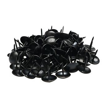 Home Metal Round Hat Thumb Tack Nail Push Pin Black 0.4" x 0.5" 100 pc