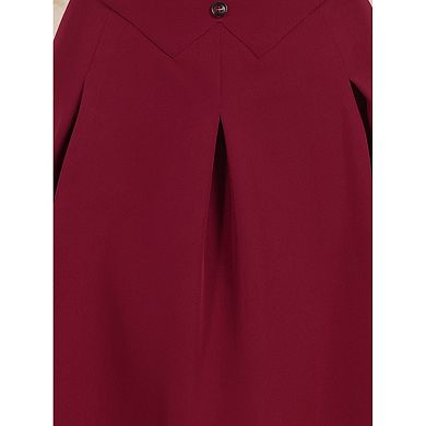 Pleated Midi Skirt for Women's Button Decor High Waist Casual Office Swing Skirts