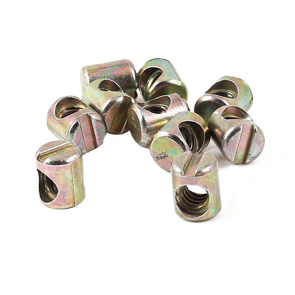 Barrel Bolts Cross Dowel Slotted Furniture Nut for Beds Chairs 0.3" x 0