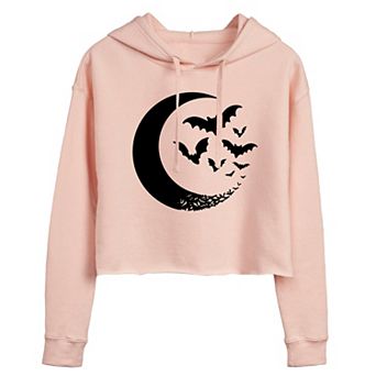 Juniors' Crescent Moon Bats Cropped Graphic Hoodie