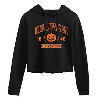 Juniors' Halloween University Cropped Graphic Hoodie