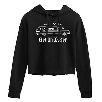 Juniors' Get In Loser Hearse Cropped Graphic Hoodie