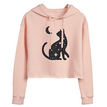 Juniors' Celestial Cat Cropped Graphic Hoodie