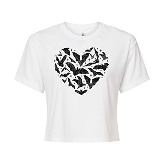 Juniors' Flying Bats Heart Cropped Tee