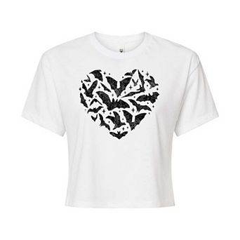 Juniors' Flying Bats Heart Cropped Tee