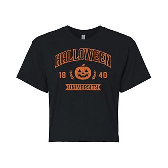 Juniors' Halloween University Cropped Graphic Tee