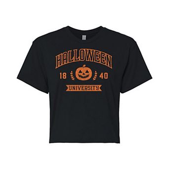 Juniors' Halloween University Cropped Graphic Tee