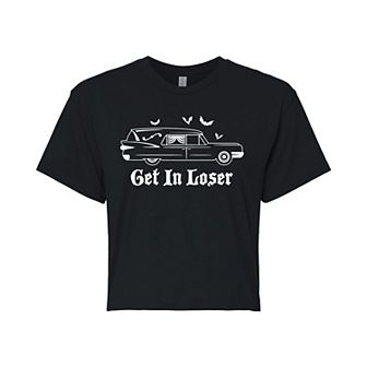 Juniors' Get In Loser Hearse Cropped Tee