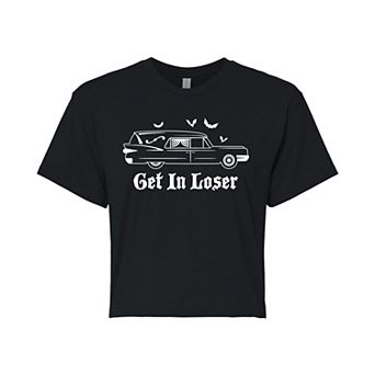 Juniors' Get In Loser Hearse Cropped Tee