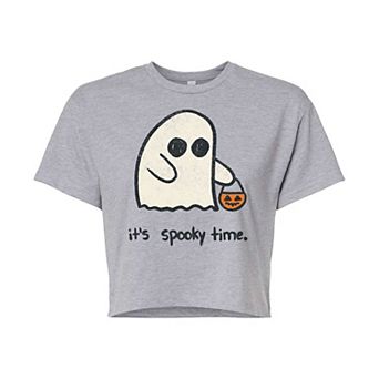 Juniors' Its Spooky Time Cropped Tee