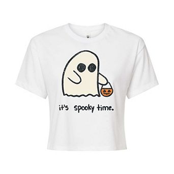 Juniors' Its Spooky Time Cropped Tee