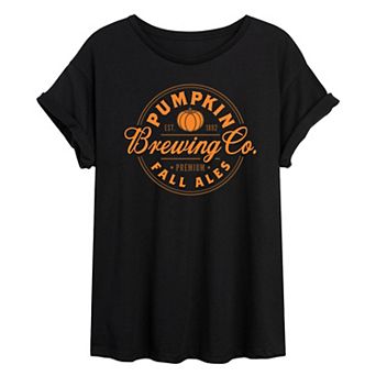 Juniors' Pumpkin Brewing Co Oversized Tee