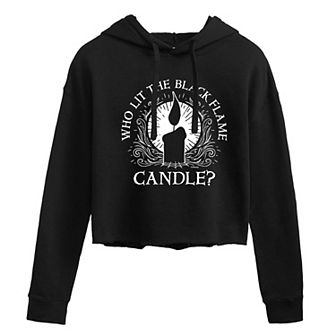 Juniors' Hocus Pocus Lit The Black Flame Candle Cropped Hoodie