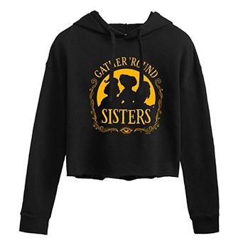 Juniors' Hocus Pocus Gather Round Sisters Cropped Hoodie