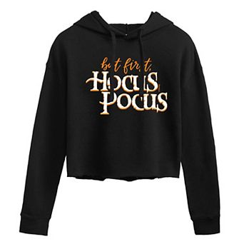 Juniors' Hocus Pocus But First Cropped Hoodie