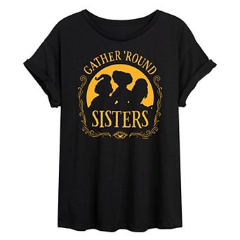 Juniors' Hocus Pocus Gather Round Sisters Oversized Tee