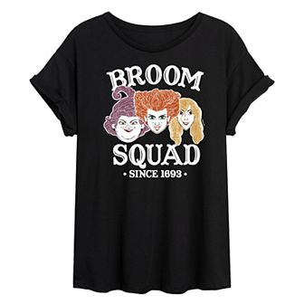 Juniors' Hocus Pocus Broom Squad Oversized Tee