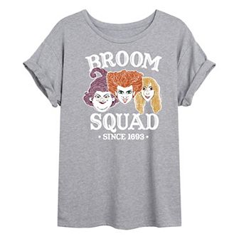 Juniors' Hocus Pocus Broom Squad Oversized Tee