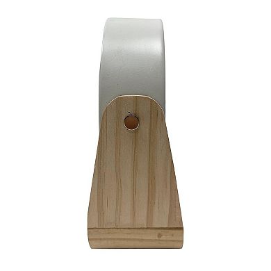 Metal & Wood Swivel Clock Table Decor