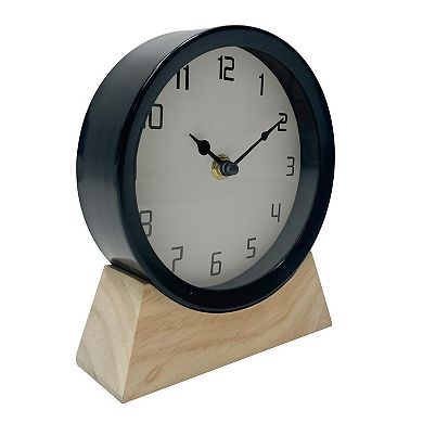 Metal & Wood Clock Table Decor