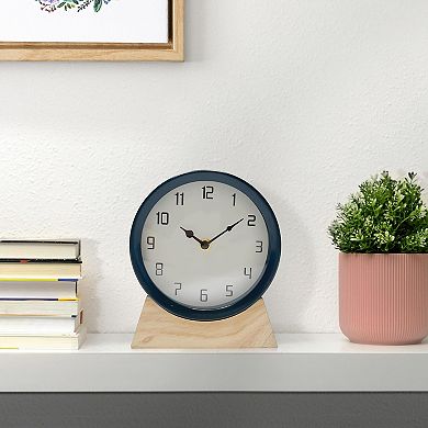 Metal & Wood Clock Table Decor