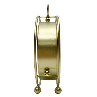 Gold Tone Metal & Glass Clock Table Decor