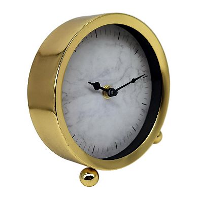 Gold Tone Metal Clock Table Decor