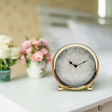 Gold Tone Metal Clock Table Decor