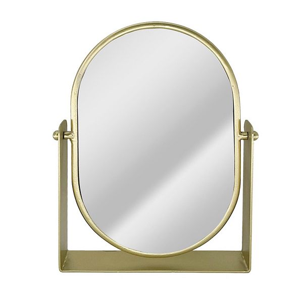 Gold Tone Swivel Frame Mirror Table Decor