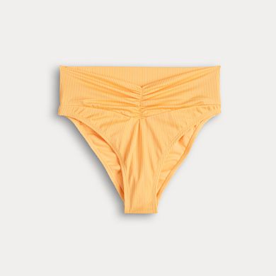 Juniors' Ninety-Nine Degrees Cheeky High Waisted Ruched Swim Bottoms