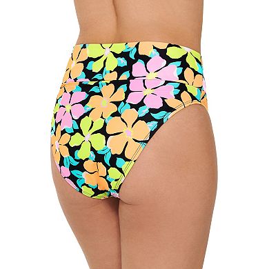 Juniors' Ninety-Nine Degrees Cheeky High Waisted Ruched Swim Bottoms