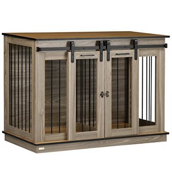PawHut Modern Dog Crate End Table with Divider Panel, Dog Crate Furniture for Large Dog