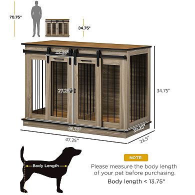 PawHut Modern Dog Crate End Table with Divider Panel, Dog Crate Furniture for Large Dog