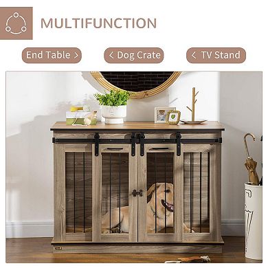 PawHut Modern Dog Crate End Table with Divider Panel, Dog Crate Furniture for Large Dog