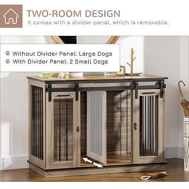 PawHut Modern Dog Crate End Table with Divider Panel, Dog Crate Furniture for Large Dog