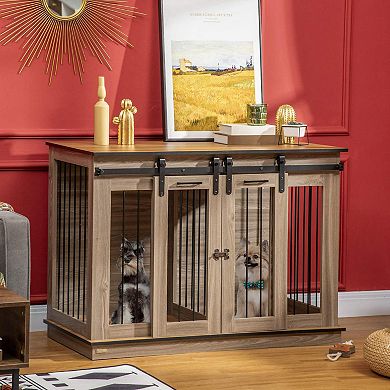 PawHut Modern Dog Crate End Table with Divider Panel, Dog Crate Furniture for Large Dog