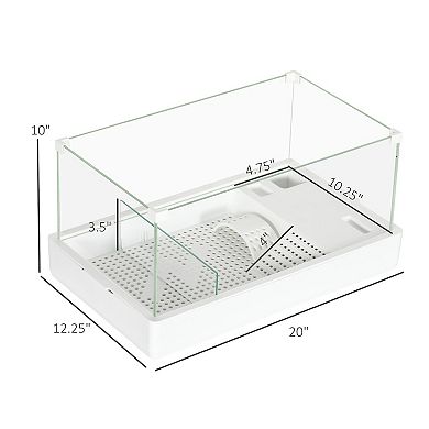 PawHut Glass Turtle Tank, Turtle Aquarium with Basking Platform and Filter Layer Design