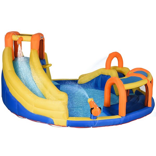 Outsunny 6in1 Kids Inflatable Water Slide with Slide Basket Pool