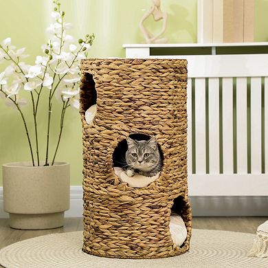 PawHut Elevated Cat Bed with Three Hideaways & Four Soft Plush Cushions