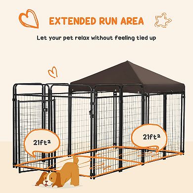 PawHut Dog Playpen Outdoor with Extended Run, for Large & Medium Dogs