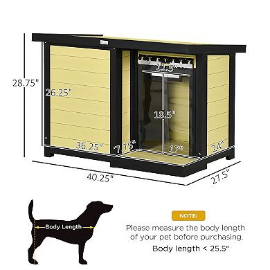 Dog House Outdoor, Cabin Style, W/ Pvc Curtain, Openable Top, For Medium Dog