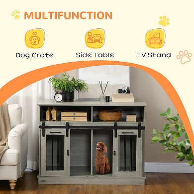 Large Or Small Dog Cage W/ Shelves Sliding Doors, Fancy Puppy Furniture