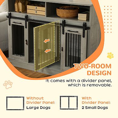 Large Or Small Dog Cage W/ Shelves Sliding Doors, Fancy Puppy Furniture